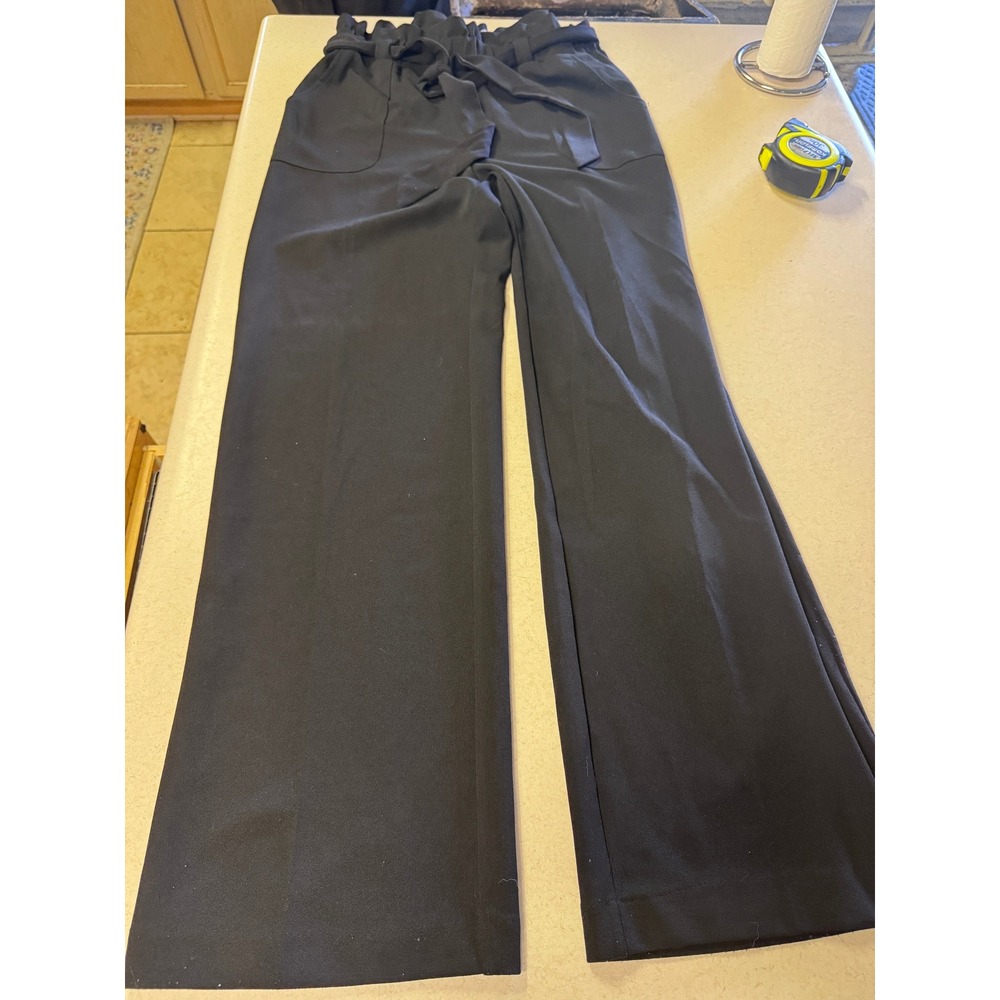 BB Dakota Los Angeles Black Paperbag Waist Wide Leg Tie Belt Pants Womens Large